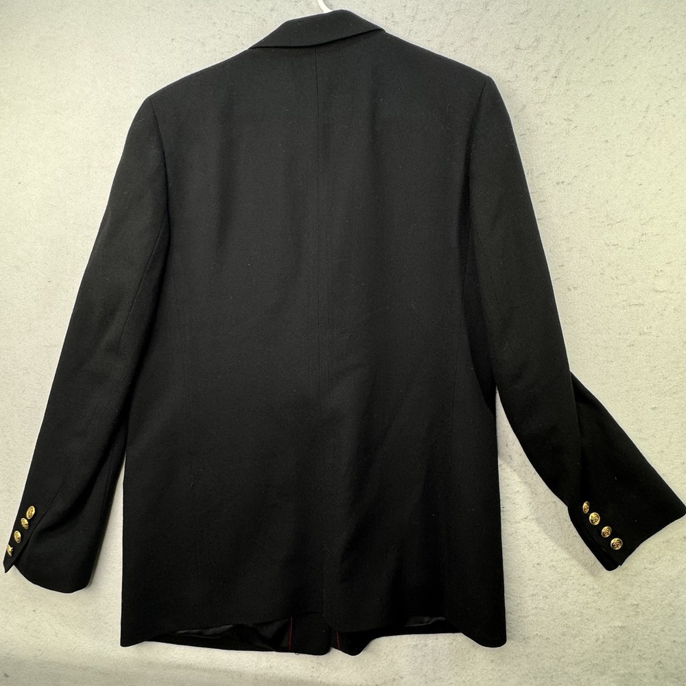Talbots Size‎ 10 Black Blazer Single Gold Button 100% Wool Career Office Jacket - Picture 7 of 9
